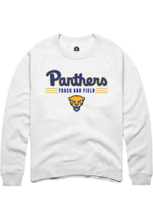 Rally Pitt Panthers Mens White Track and Field Long Sleeve Crew Sweatshirt