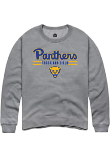 Rally Pitt Panthers Mens Grey Track and Field Long Sleeve Crew Sweatshirt