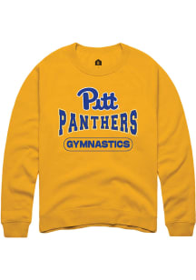 Rally Pitt Panthers Mens Gold Gymnastics Long Sleeve Crew Sweatshirt