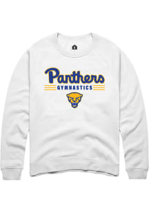 Rally Pitt Panthers Mens White Gymnastics Long Sleeve Crew Sweatshirt