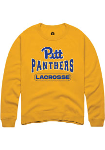 Rally Pitt Panthers Mens Gold Lacrosse Long Sleeve Crew Sweatshirt