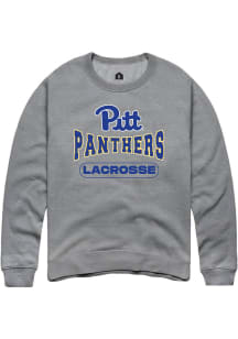 Rally Pitt Panthers Mens Grey Lacrosse Long Sleeve Crew Sweatshirt