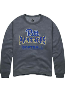 Rally Pitt Panthers Mens Charcoal Softball Long Sleeve Crew Sweatshirt