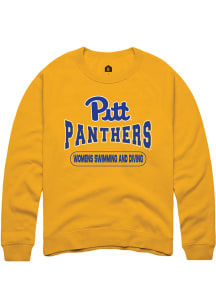 Rally Pitt Panthers Mens Gold Womens Swimming and Diving Long Sleeve Crew Sweatshirt