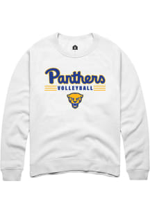 Rally Pitt Panthers Mens White Volleyball Long Sleeve Crew Sweatshirt