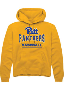 Rally Pitt Panthers Mens Gold Baseball Long Sleeve Hoodie