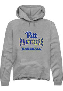 Rally Pitt Panthers Mens Grey Baseball Long Sleeve Hoodie