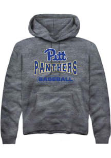 Rally Pitt Panthers Mens Charcoal Baseball Long Sleeve Hoodie
