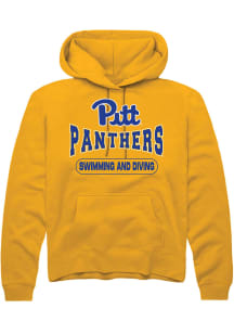 Rally Pitt Panthers Mens Gold Swimming and Diving Long Sleeve Hoodie