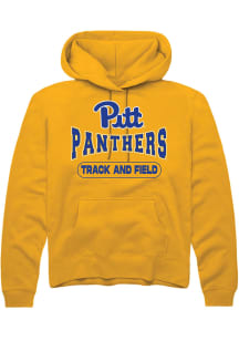 Rally Pitt Panthers Mens Gold Track and Field Long Sleeve Hoodie