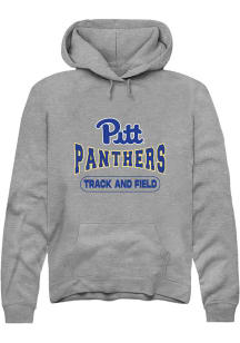 Rally Pitt Panthers Mens Grey Track and Field Long Sleeve Hoodie