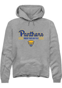 Rally Pitt Panthers Mens Grey Womens Track and Field Long Sleeve Hoodie