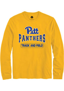 Rally Pitt Panthers Gold Track and Field Long Sleeve T Shirt