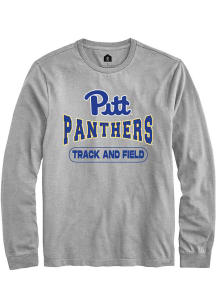 Rally Pitt Panthers Grey Track and Field Long Sleeve T Shirt