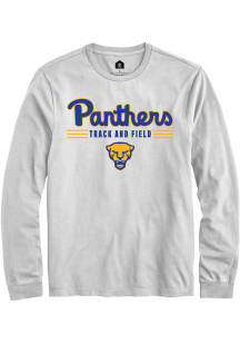 Rally Pitt Panthers White Track and Field Long Sleeve T Shirt
