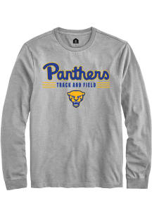 Rally Pitt Panthers Grey Track and Field Long Sleeve T Shirt