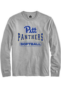 Rally Pitt Panthers Grey Softball Long Sleeve T Shirt