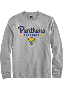 Rally Pitt Panthers Grey Softball Long Sleeve T Shirt