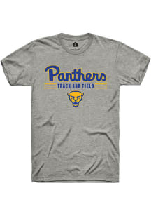 Rally Pitt Panthers Grey Track and Field Short Sleeve T Shirt