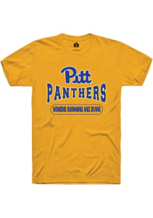 Rally Pitt Panthers Gold Womens Swimming and Diving Short Sleeve T Shirt