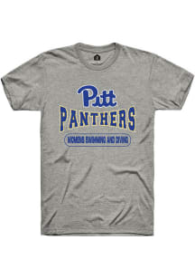 Rally Pitt Panthers Grey Womens Swimming and Diving Short Sleeve T Shirt