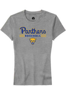 Rally Pitt Panthers Womens Grey Baseball Short Sleeve T-Shirt