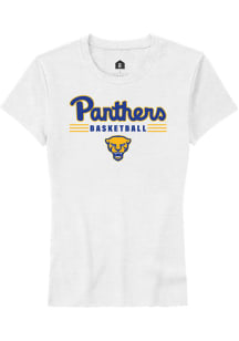 Rally Pitt Panthers Womens White Basketball Short Sleeve T-Shirt