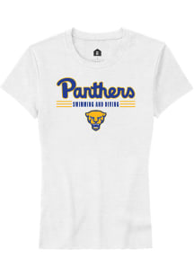 Rally Pitt Panthers Womens White Swimming and Diving Short Sleeve T-Shirt