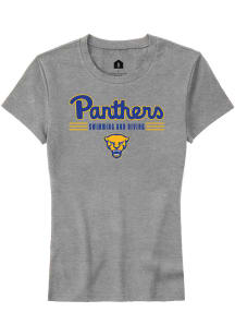 Rally Pitt Panthers Womens Grey Swimming and Diving Short Sleeve T-Shirt