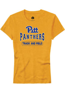 Rally Pitt Panthers Womens Gold Track and Field Short Sleeve T-Shirt