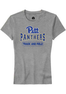 Rally Pitt Panthers Womens Grey Track and Field Short Sleeve T-Shirt