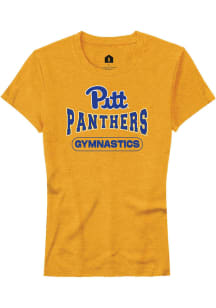 Rally Pitt Panthers Womens Gold Gymnastics Short Sleeve T-Shirt