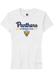 Rally Pitt Panthers Womens White Gymnastics Short Sleeve T-Shirt