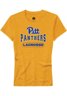 Rally Pitt Panthers Womens Gold Lacrosse Short Sleeve T-Shirt