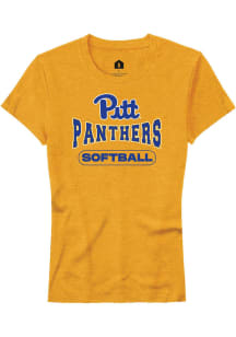 Rally Pitt Panthers Womens Gold Softball Short Sleeve T-Shirt