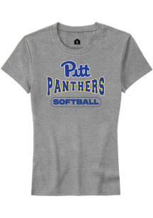Rally Pitt Panthers Womens Grey Softball Short Sleeve T-Shirt