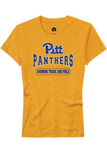 Rally Pitt Panthers Womens Gold Womens Track and Field Short Sleeve T-Shirt