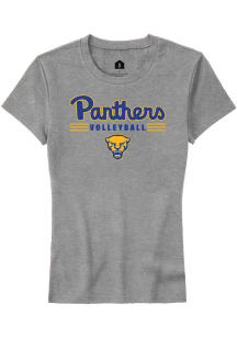 Rally Pitt Panthers Womens Grey Volleyball Short Sleeve T-Shirt