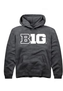 Youth Big Ten Charcoal Rally Primary Logo Long Sleeve Hooded Sweatshirt