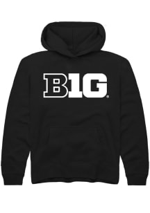 Youth Big Ten Black Rally Primary Logo Long Sleeve Hooded Sweatshirt