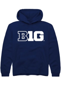 Youth Big Ten Navy Blue Rally Primary Logo Long Sleeve Hooded Sweatshirt
