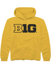 Youth Big Ten Gold Rally Primary Logo Long Sleeve Hooded Sweatshirt