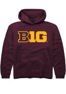 Youth Big Ten Maroon Rally Primary Logo Long Sleeve Hooded Sweatshirt