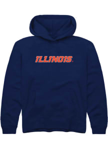 Youth Illinois Fighting Illini Navy Blue Rally Wordmark Long Sleeve Hooded Sweatshirt