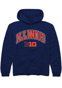 Youth Illinois Fighting Illini Navy Blue Rally Arch Logo Long Sleeve Hooded Sweatshirt