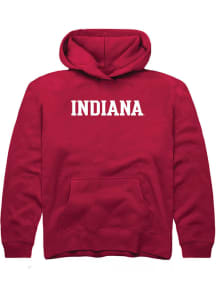 Youth Indiana Hoosiers Red Rally Wordmark Long Sleeve Hooded Sweatshirt