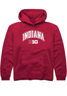 Youth Indiana Hoosiers Red Rally Arch Logo Long Sleeve Hooded Sweatshirt