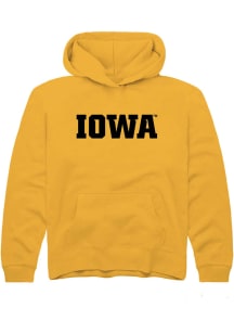 Rally Iowa Hawkeyes Youth Gold Wordmark Long Sleeve Hoodie