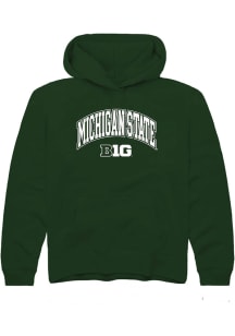 Youth Michigan State Spartans Green Rally Arch Logo Long Sleeve Hooded Sweatshirt
