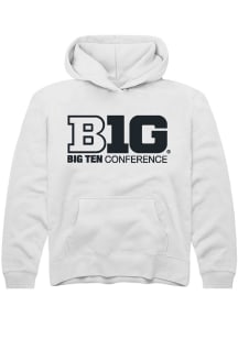 Youth Big Ten White Rally Conference Long Sleeve Hooded Sweatshirt